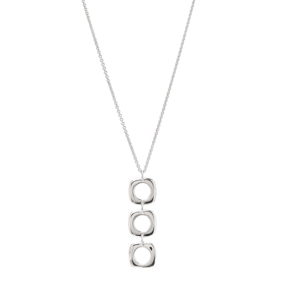 Tiffany & Co Elsa Peretti Sterling Silver Triple Cushion Square Pendant Necklace - Picture 2 of 5